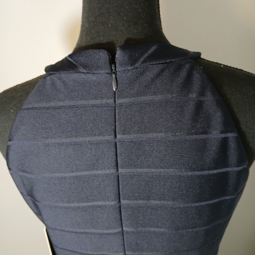 Guess Navy Blue Halter Lattice Neck Bandage Flare Cocktail Dress GDKP2467 Size 8 - Picture 7 of 13
